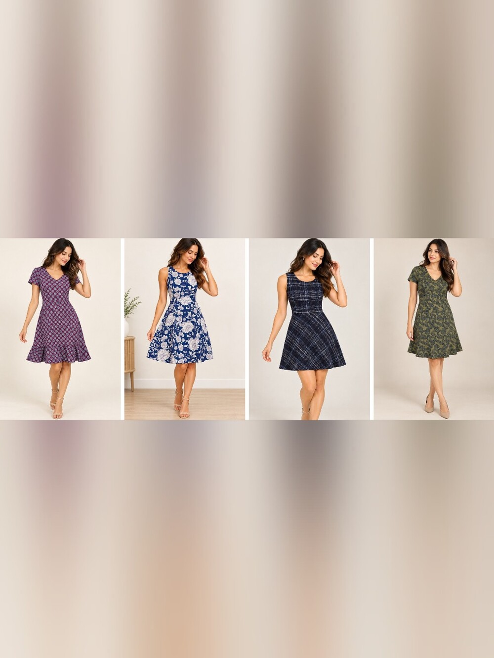 Women’s Navy Floral A-Line Dress